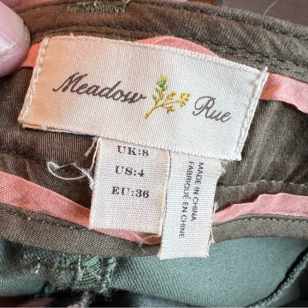 Meadow Rue Anthropologie Green Brown A-Line Patchwork Quilted Pocket Skirt Sz 4 - Picture 3 of 9